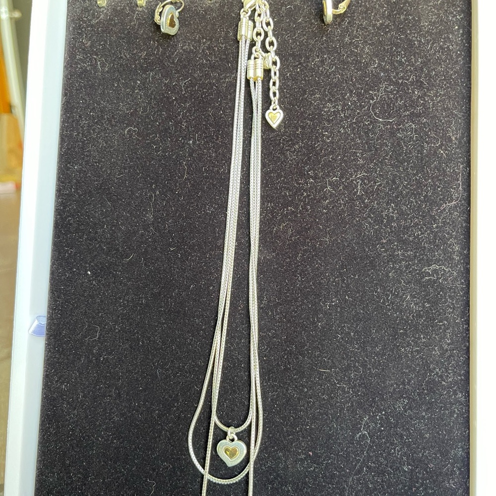 2pc Brighton set, Silver and Gold, Necklace and Earrings